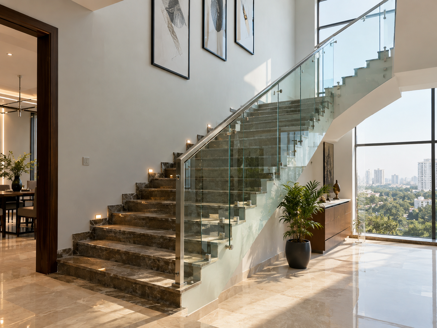 Aluminium Glass Railing for Staircase Hyderabad