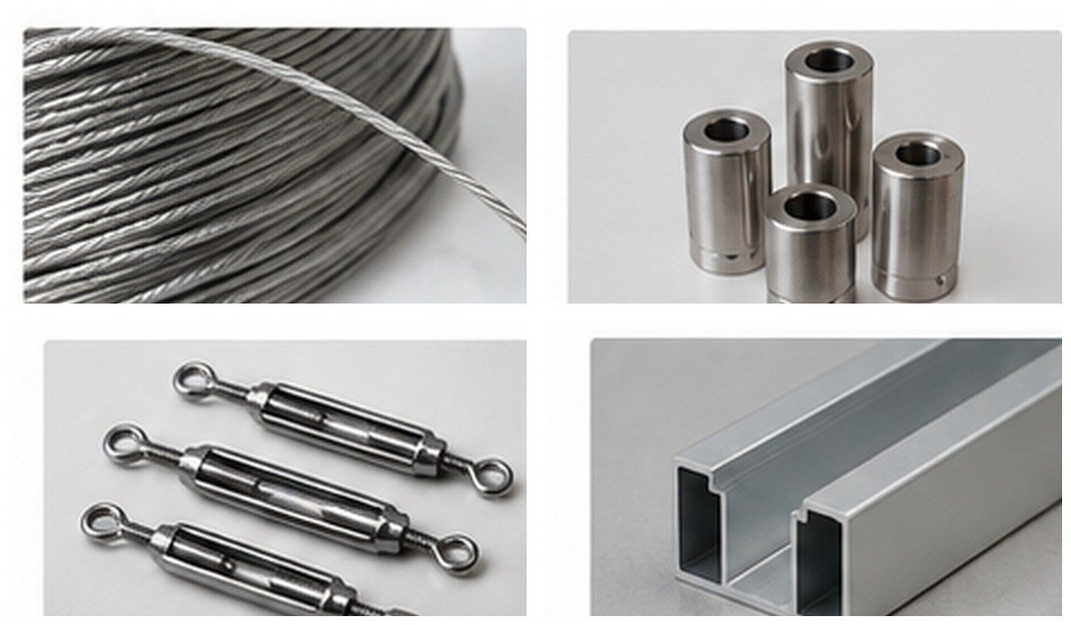 Invisible Grill Material – Cable, Profiles, Fittings & Accessories realistic product illustration