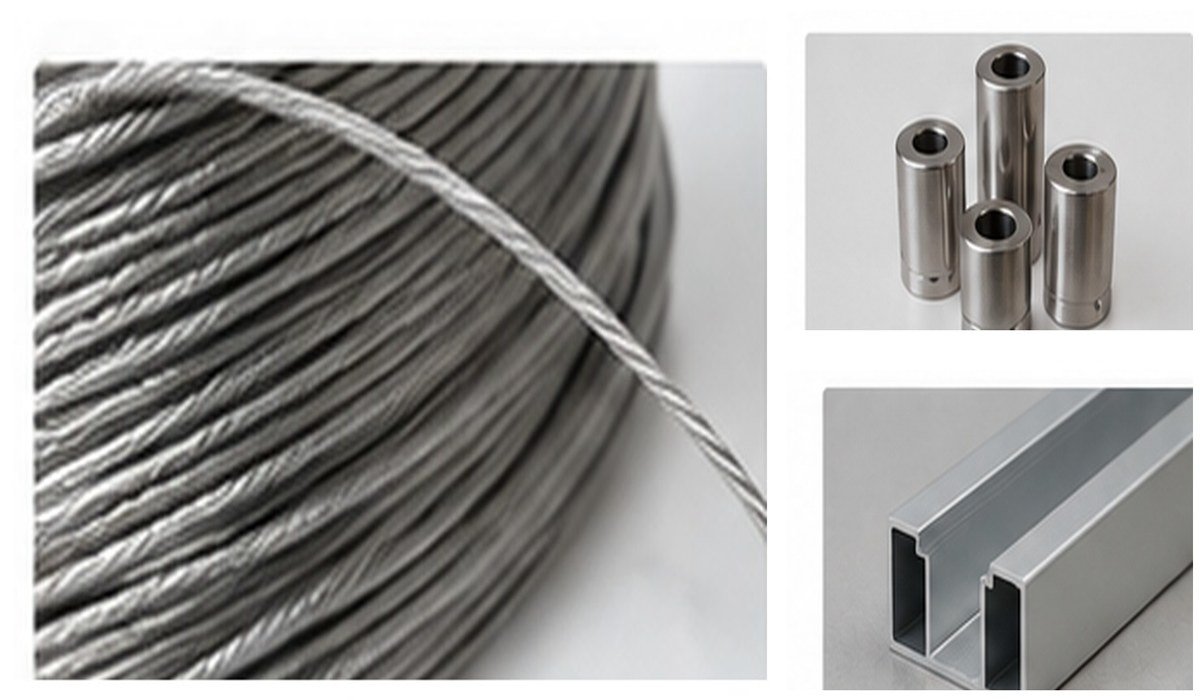 Invisible Grill Raw Material – Cable, Channels & Installation Hardware realistic product illustration