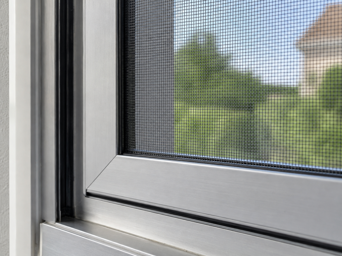 Close-up of aluminium mosquito mesh frame detail